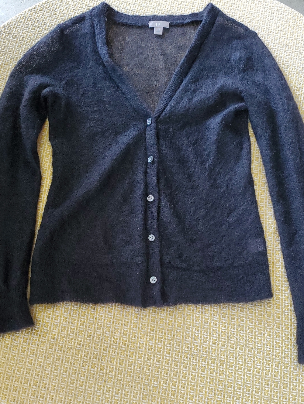 J. Jill Mohair , Wool  Black V-Neck Button-Front Cardigan